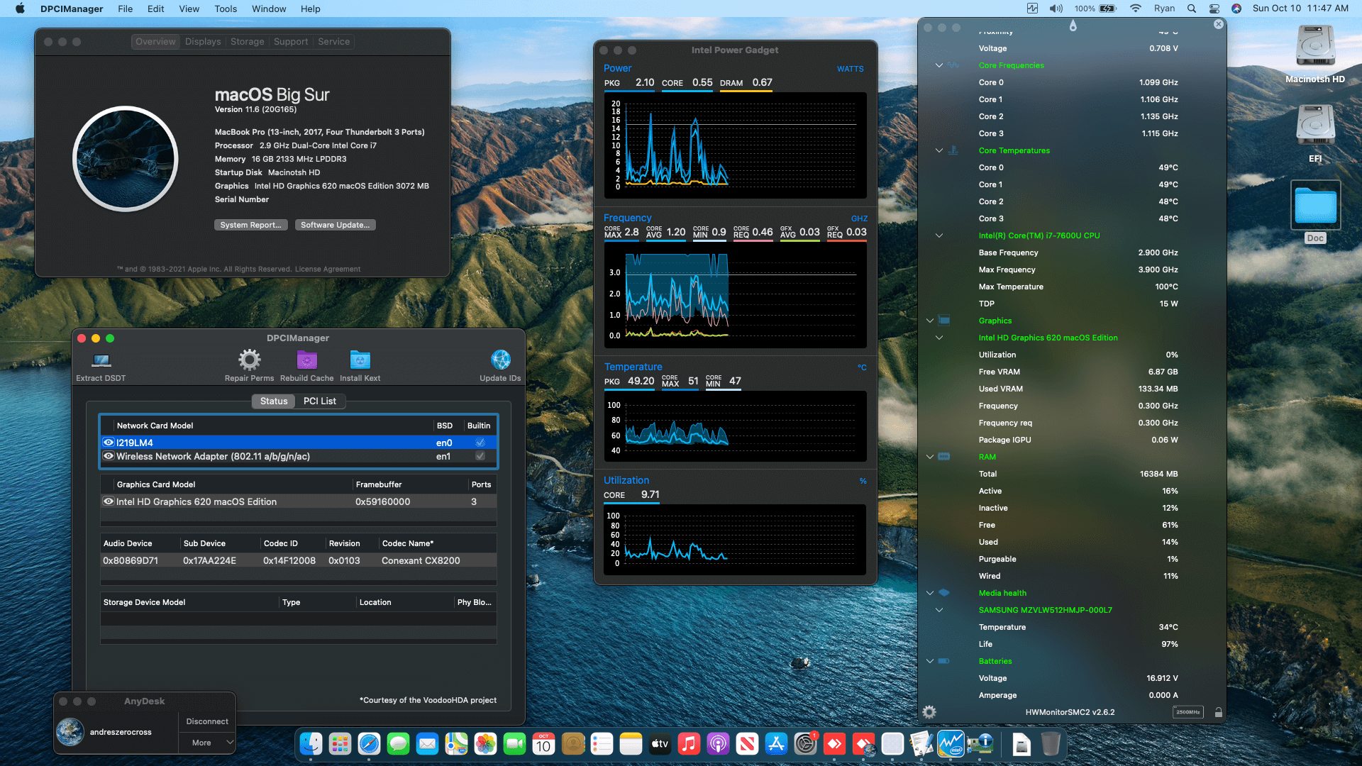Success Hackintosh macOS Big Sur 11.6 Build 20G165 in Lenovo Thinkpad X1 Yoga 2nd Gen